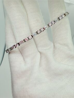 💎 STUNNING Diamond Alternating Tennis Bracelet - Sterling Silver!